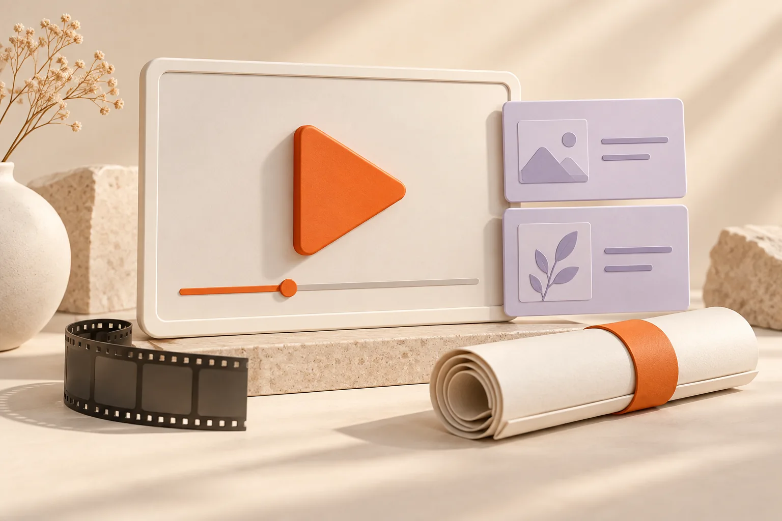 Illustration of videos prepared for digital delivery